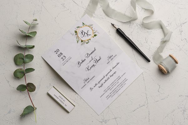 Invitație minimalistă de nuntă 9209 - imagine 2