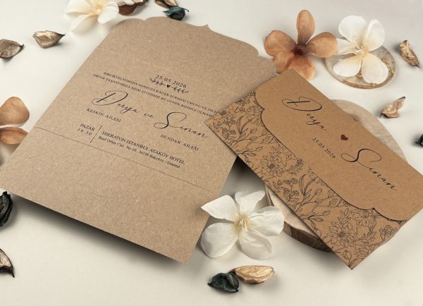 Invitație kraft de nuntă 85852 - imagine 2