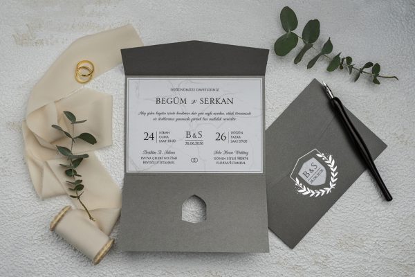 Invitație minimalistă de nuntă 9304 - imagine 2