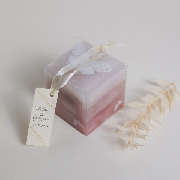 Mărturie handmade pentru nuntă/botez - lumânare cubică