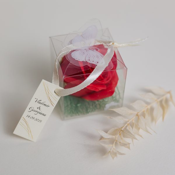 Mărturie handmade pentru nuntă/botez - trandafir roșu - imagine 2