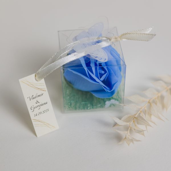Mărturie handmade pentru nuntă/botez - trandafir bleu