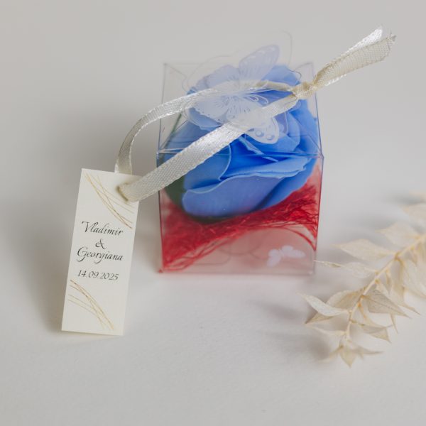 Mărturie handmade pentru nuntă/botez - trandafir bleu - imagine 2
