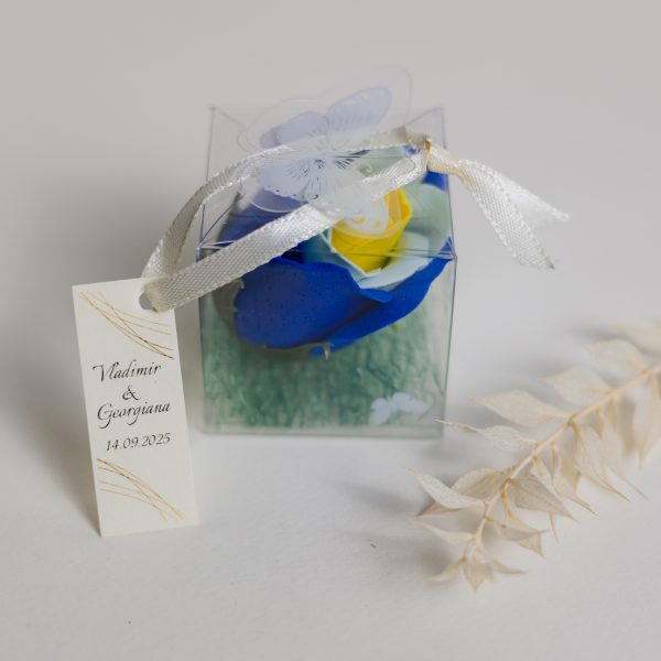 Mărturie handmade pentru nuntă/botez - trandafir 3 culori - imagine 3