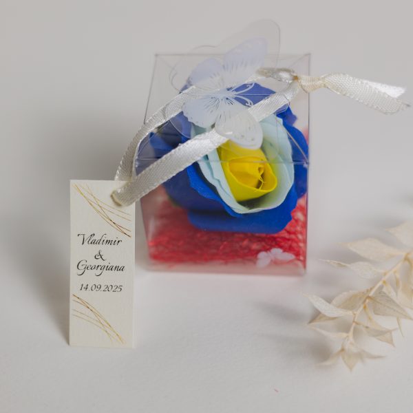 Mărturie handmade pentru nuntă/botez - trandafir 3 culori - imagine 2