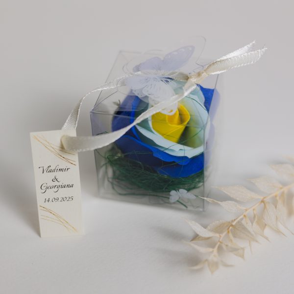 Mărturie handmade pentru nuntă/botez - trandafir 3 culori - imagine 4