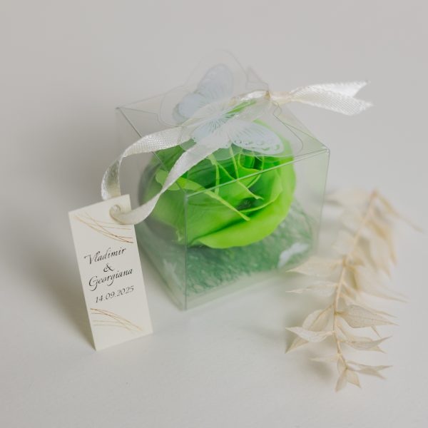 Mărturie handmade pentru nuntă/botez - trandafir verde