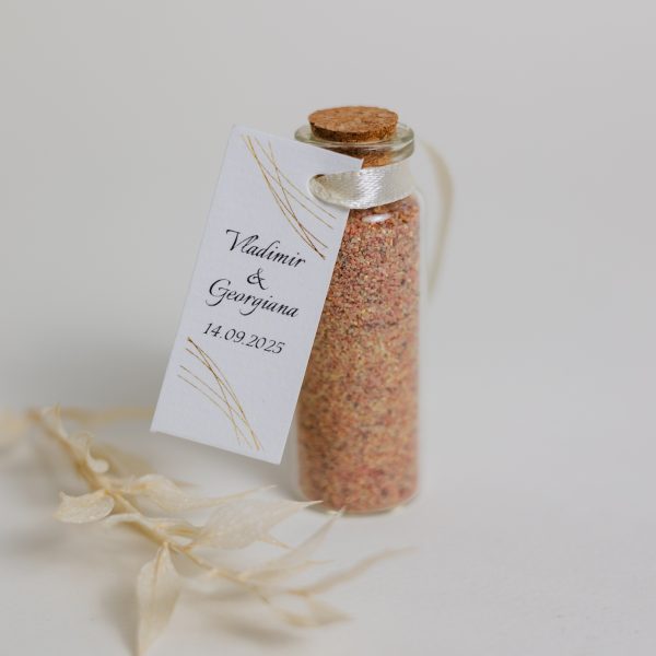 Mărturie handmade pentru nuntă/botez - sticluță nisip colorat - imagine 6