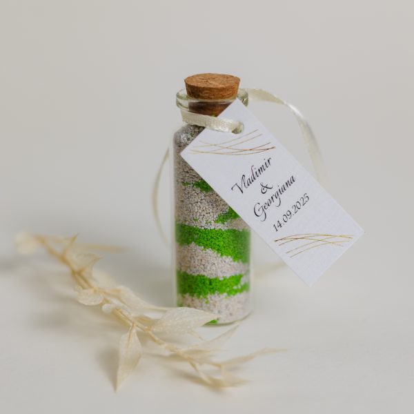 Mărturie handmade pentru nuntă/botez - sticluță nisip colorat - imagine 10