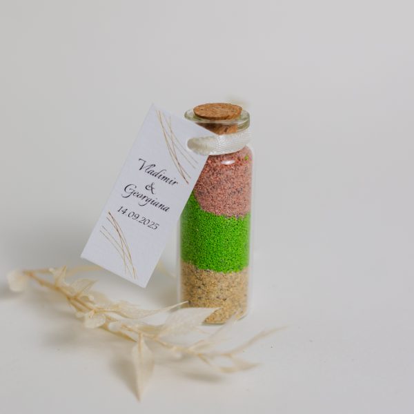 Mărturie handmade pentru nuntă/botez - sticluță nisip colorat - imagine 19
