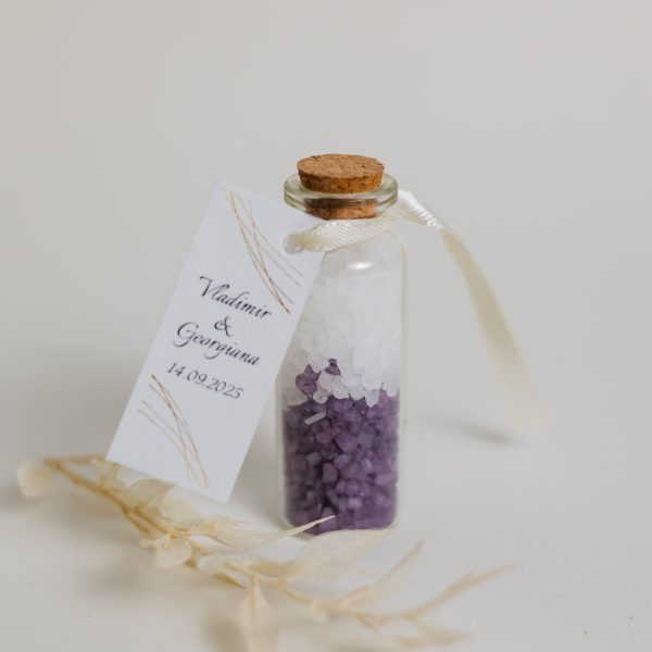 Mărturie handmade pentru nuntă/botez - sticluță sare de baie - imagine 5