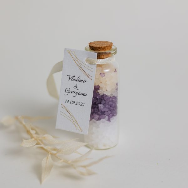 Mărturie handmade pentru nuntă/botez - sticluță sare de baie - imagine 4