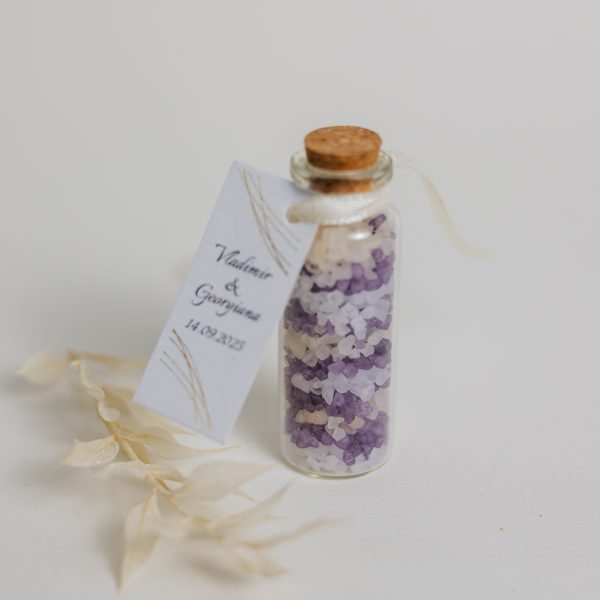 Mărturie handmade pentru nuntă/botez - sticluță sare de baie - imagine 2