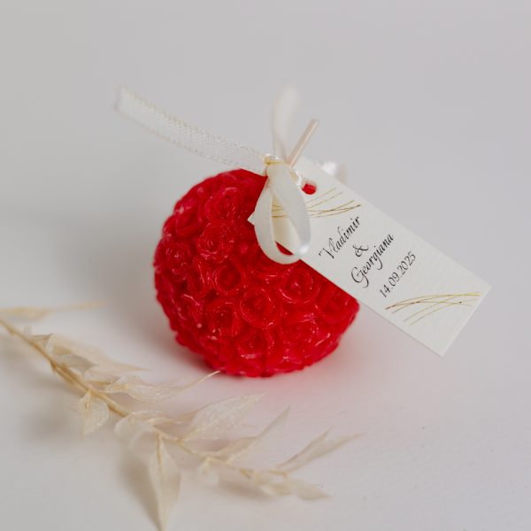 Mărturie handmade pentru nuntă/botez - lumânare rotundă